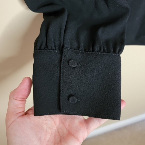 NWT J. Crew | Black Crepe Faux Wrap Long Sleeve Blouse Size 6 - Picture 5 of 9